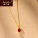 法巴赫輕奢紅寶石項鏈女時(shí)尚鴿血紅彩寶吊墜簡(jiǎn)約百搭水滴寶石鉆石鎖骨鏈 鴿血紅寶石項鏈女