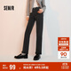 森馬（Semir）森柔牛仔|牛仔褲女毛邊小直筒褲2024冬季抓毛九分褲109724124004