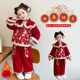 可歆寶貝女童新中式拜年服套裝兒童漢服冬季紅色加厚寶寶新年喜慶過(guò)年衣服 紅色 110 碼建議3-4歲（身高105左右）