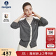 Navigare意大利小帆船純羊毛女士毛衣秋冬寬松V領(lǐng)開(kāi)衫假兩件保暖羊毛衫女 暗巖灰/白 M