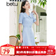 百圖betu女裝夏季新款連衣裙時(shí)尚V字翻領(lǐng)腰帶短袖連衣裙女2305T78 灰蘭 M