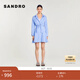 SANDRO春夏女裝法式氣質(zhì)時(shí)尚假兩件藍白條紋襯衫收腰短款連衣裙 D251/藍色 S