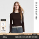 歌力思（ELLASSAY）秋季新款100%綿羊毛個(gè)性拼接長(cháng)袖針織T恤女EWB353Z00300 駝撞白 S