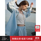 范思藍恩藍色襯衫套裝女透氣2024夏季新款短褲清涼24FS12148 冰川藍（襯衫） S