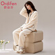 歐迪芬（Ordifen）加厚珊瑚絨睡衣秋冬季加絨保暖睡褲法蘭絨可外穿家居服羊羔絨白L