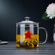 全度（Quandu） 玻璃茶杯玻璃茶缸水杯家用加厚大容量玻璃茶杯帶把帶蓋玻璃杯 五角星款700ML