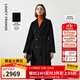 朗姿【王楚然同款】朗姿純羊毛法式通勤大衣修身毛呢外套冬季新款 黑色 S