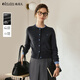 Olrain歐芮兒通勤百搭撞色拼接假兩件毛織開(kāi)衫女春季新款上衣 深灰色 M