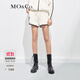 MO&Co.運動(dòng)風(fēng)雪尼爾針織撞邊美式輕潮抽繩高腰短褲休閑褲褲子 日落白色 M