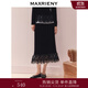 MAXRIENY復古赫本風(fēng)半身裙25秋優(yōu)雅風(fēng)蕾絲花邊收腰魚(yú)尾裙子 黑色 M