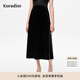 珂萊蒂爾2025秋季新款簡(jiǎn)約氣質(zhì)易搭絲絨半身裙子女中長(cháng)裙 黑色 M