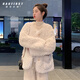 菲司爾特2025秋冬新款仿獺兔毛皮草短款外套女士氣質(zhì)高級感羊羔毛加絨棉服 白色 內里加棉 M 【適合106-120斤】