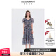 LULUALWAYS我愛(ài)露露25夏季新款法式溫柔氣質(zhì)收腰顯瘦雪紡連衣裙女鏤空蕾絲邊 藍色 S