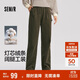 森馬（Semir）休閑褲女冬純棉燈芯絨半松緊腰打褶寬松闊腿褲工裝褲101724127004