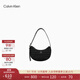Calvin Klein時(shí)尚單肩包禮物褶皺紋理包包金屬字母CK女包腋下包月牙包DH3442 001-太空黑 OS