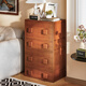 竹藝佳（ZHUYIJIA）客廳靠墻置物架矮柜沙發(fā)邊柜中古風(fēng)卡門(mén)柜落地組合多功能斗柜收納 【復古棕】?jì)ξ锕?2