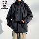 HIPANDA你好熊貓機能風(fēng)拉鏈風(fēng)衣男士外套2025春秋季新款連帽夾克 黑色 【官方正品】 3XL  建議體重180-210斤
