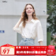 百圖betu女裝2025夏季新款襯衫微皺感亮片梭織七分袖上衣女2507T63 米白 M