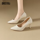 dusto大東淺口鞋女鞋春季新款簡(jiǎn)約細跟高跟套腳C0803 米色 37