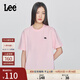 Lee25新品舒適版圓領(lǐng)X-Crew像素徽標設計粉色女短袖T恤顯瘦休閑潮 粉色 M