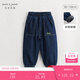 MARC&JANIE馬克珍妮男童時(shí)尚夾棉保暖牛仔褲束腳褲兒童褲子秋冬新款241618 藍色【231978】 110