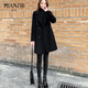 棉致雙面羊絨大衣女2025秋冬新款高端小個(gè)子修身氣質(zhì)顯瘦羊毛呢外套女 黑色 加棉款 M 80-100斤