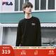 FILA 斐樂(lè )官方情侶款針織長(cháng)袖上衣2025秋新款時(shí)尚休閑純棉寬松長(cháng)T 正黑色-BK L 175/96A/L