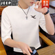 JEEP SPIRIT寬松七分袖男潮流百搭帥氣中袖新款男士t恤韓版內搭上衣圓領(lǐng) 白色 寬松版7分袖  飛鷹 M 90-110斤