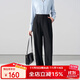 伯德小姐西裝褲女士正式穿搭小個(gè)子直筒褲子職業(yè)面試正裝西褲 黑色  L