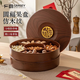 廣意 水果盤(pán)家用客廳茶幾零食擺放盤(pán)木紋堅果干果盤(pán)子 木紋圓福果盤(pán)-雙層