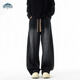 頂峰保羅（Dingfengbaoluo）美式彎刀男春季牛仔褲潮流復古百搭闊腿休閑長(cháng)褲XJF92黑色5XL