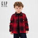 蓋璞（GAP）男幼童春季經(jīng)典款小熊刺繡棉質(zhì)格紋長(cháng)袖襯衫兒童美版842880