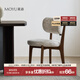 莫語(yǔ)艾芙瑞單椅法式復古餐椅設計師書(shū)房實(shí)木靠背椅侘寂風(fēng)椅子 艾芙瑞布藝餐椅-淺褐色【2把】【胡桃色木架】
