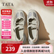 他她TATA女鞋2025運動(dòng)瑪麗珍鞋秋休閑單鞋百搭真皮 銀/灰 37