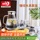 青蘋(píng)果水壺水杯套裝 涼水壺冷水壺錘紋耐熱玻璃嘟嘟壺*1錘紋玻璃杯*6