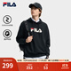FILA 斐樂(lè )情侶款男女連帽衛衣2025冬季新款休閑寬松加絨保暖長(cháng)袖上衣 【常規款】正黑色-BK XL 180/100A/XL