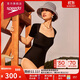 速比濤（Speedo）泳衣女小黑裙系列禮服前胸設計性感露背溫泉短袖連體泳衣 黑色 34