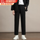 棉之雪西褲男士夏季休閑薄款免燙垂墜感直筒寬松休閑褲闊腿西裝褲子男 黑色 XL 【170CM-178CM】