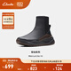 Clarks其樂(lè )輕動(dòng)系列女鞋冬季時(shí)尚復古潮流舒適拉鏈平跟及踝靴襪靴 黑色 261747274 37