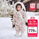 嫚熙（EMXEE）【新品】白鵝絨羽絨服嬰兒連體衣冬季保暖寶寶精靈連帽外出爬服 萌兔派對 100  【2-3歲，建議體重12-13.5kg】