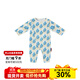 Milkbarn寶寶連體服夏季空調房睡衣6-24月嬰兒長(cháng)袖哈衣爬服 冰藍雪絨花 80cm (12-18m)