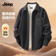 JEEP吉普冬季加絨襯衫男休閑百搭復古燈芯絨耐磨保暖襯衣W 深灰 M