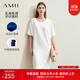 AMII女裝2025夏季優(yōu)雅通勤圓領(lǐng)法式燈籠袖繭型連衣裙女寬松小 米白 建議拍小1碼 XL 170/92A
