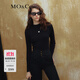 MO&Co.半高領(lǐng)打底衫MC刺繡顯瘦緊身打底毛針織衫上衣女摩安珂 黑色-第2批 M 165