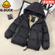 G.duck小黃鴨兒童羽絨服男女童冬季黑金短款加厚面包服羽絨外套小童衣服 黑色 130 碼建議身高120-130cm