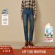 茵曼（INMAN）2025秋冬女裝新款休閑貓須抓毛九分鉛筆牛仔褲顯瘦水洗小腳褲 深牛仔藍 28