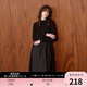 三彩2025冬季新款針織半高領(lǐng)連衣裙高腰A字裙長(cháng)裙女 經(jīng)典黑 M 160/84A