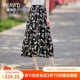 婭麗達(dá)（YERAD）國風(fēng)裙子女薄款水墨碎花半身裙女2024新款夏季a字雪紡長裙 黑色 (A0)-國風(fēng)碎花 M