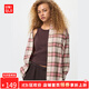 優(yōu)衣庫【驚喜價(jià)】女裝法蘭絨襯衫/格紋長(cháng)袖襯衣25秋冬新款481173 12 桃紅色 M /160/84A