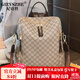 紀詩(shī)哲輕奢包包女包2025新款時(shí)尚大容量雙肩包潮流旅行包休閑復古女書(shū)包 卡其配咖啡